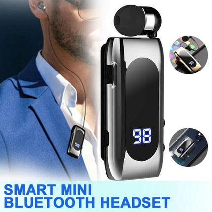 Fineblue Single Retractable Earbud For Running And Calls single-ear Bluetooth 5.2 sports earphone with clip and battery display