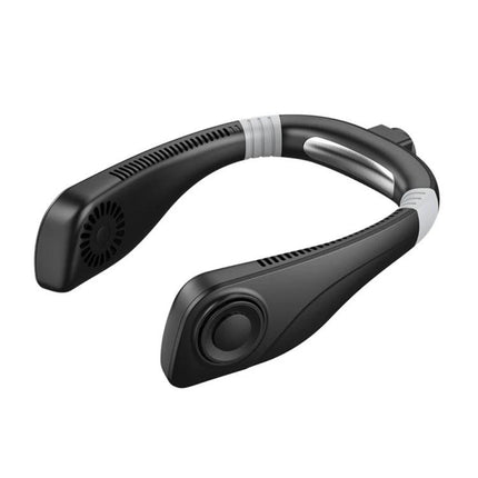 Portable Hanging Neck Fan for Everyday Cooling Comfort – black hands-free wearable neck fan for commuting and outdoor use
