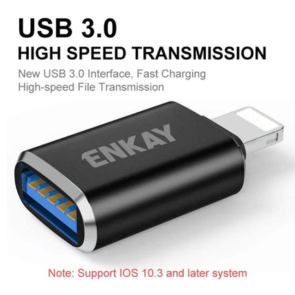 ENKAY Adapter for Daily iPhone File Transfers on the Go - compact USB 3.0 camera and flash drive adapter for quick photo transfers