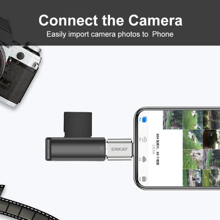 ENKAY Adapter for Daily iPhone File Transfers on the Go connecting camera to iPhone for instant photo import while traveling
