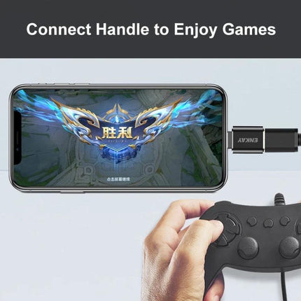 ENKAY Adapter for Daily iPhone File Transfers on the Go connected to iPhone for controller gaming and quick photo transfers