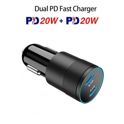 PD40w Dual PD3.0 Type-C Car Charger For Phone Charging On The Road - black dual PD 20W+20W Type-C car charger