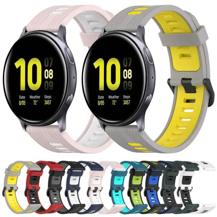 20mm Silicone Two-Tone Vertical Watch Band for Galaxy 44mm