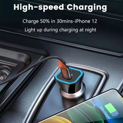 TE-P2 20W Type-C Car Charger For On-The-Go Charging - compact PD 3.0 USB-C car charger with night light charging iPhone iPad Samsung Huawei Xiaomi