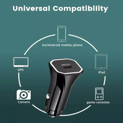 TE-P2 20W Type-C Car Charger For On-The-Go Charging compact PD 3.0 USB-C car charger showing universal compatibility with iPhone iPad Samsung Huawei Xiaomi