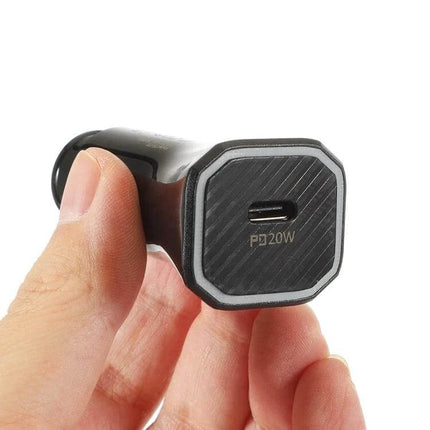 TE-P2 20W Type-C Car Charger For On-The-Go Charging - compact USB-C PD 3.0 car charger in hand for fast phone and tablet charging