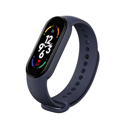 Essential Smart Watch for Monitoring Health in Daily Life - navy fitness tracker showing heart rate, step and sleep icons, Bluetooth-connected everyday health monitor
