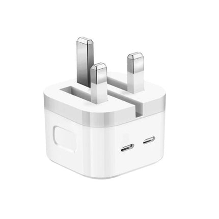 A Practical Charger for Everyday iPhone Use in the UK - white UK plug dual-port charger for multitasking and travel