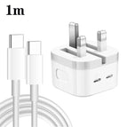 UK Plug + 1m Dual Type-C Cable