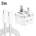 UK Plug + 2m Dual Type-C Cable