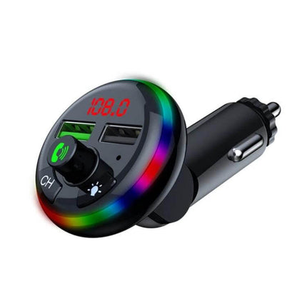 F14 Dual Port USB Car Charger For Phones Everyday Use compact dual-port car charger with FM transmitter, Bluetooth hands-free and LED display