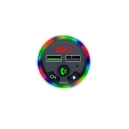 F14 Dual Port USB Car Charger For Phones Everyday Use - compact Bluetooth FM transmitter with dual USB ports, LED display and hands-free call button