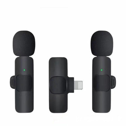 K9 Clip-On Microphone for Everyday Conversations and Recordings compact black clip-on lavalier shown front and side with windscreen