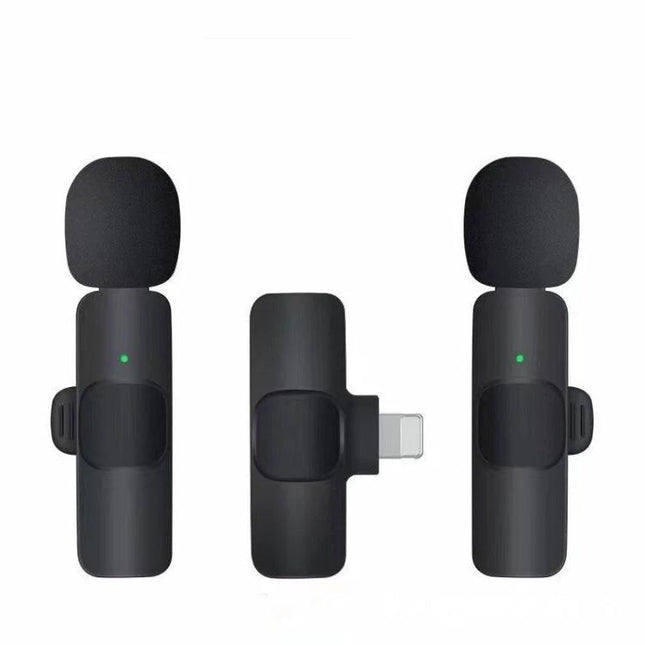 K9 Clip-On Microphone for Everyday Conversations and Recordings compact black clip-on lavalier shown front and side with windscreen