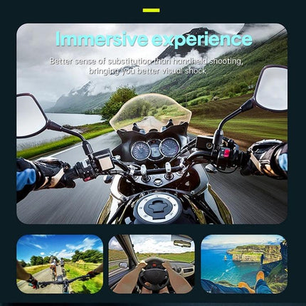 Neck Holder for Hands-Free Smartphone Filming on the Go mounted on a motorcycle for stable POV riding shots