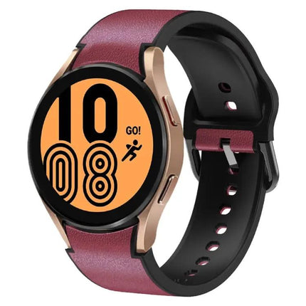 Silicone Adhesive Leather Watch Band For Samsung 45mm 40mm