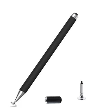 Capacitive Stylus Pen with Magnetic Cap for Mobile Devices — black silicone tip, magnetic cap and spare nib for drawing and note-taking