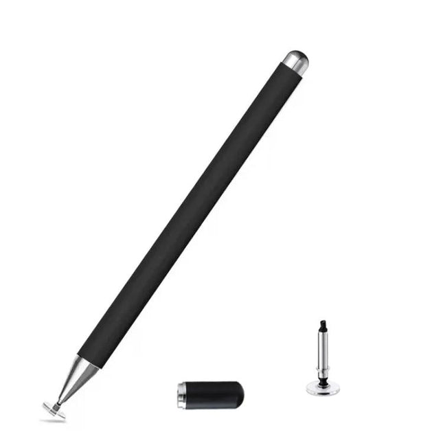 Capacitive Stylus Pen with Magnetic Cap for Mobile Devices — black silicone tip, magnetic cap and spare nib for drawing and note-taking