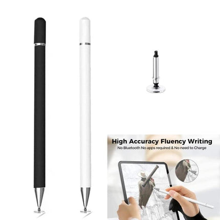 Capacitive Stylus Pen with Magnetic Cap for Mobile Devices - black and white pens with silicone tip and magnetic cap shown