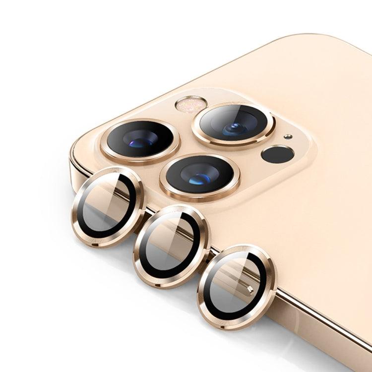 Película de vidrio templado con anillo de metal para lente trasera ENKAY 9H para iPhone 14 Pro / 14 Pro Max