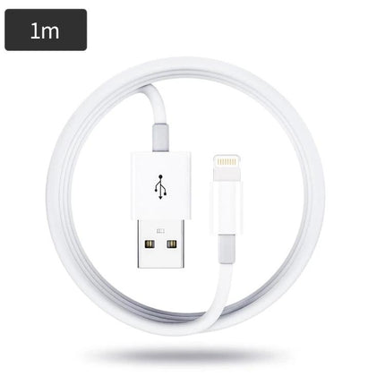 Compact USB Charger for Daily Mobile Device Use at Home - white 1m USB to Lightning cable coiled for charging phones and tablets