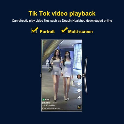 Media Player for Automatic Video Looping in Home and Business Use showing TikTok-style portrait multi-screen playback for signage and family videos