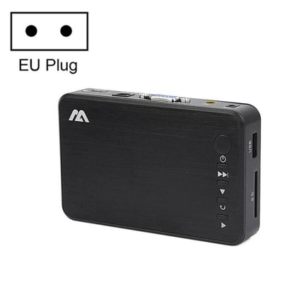 Media Player for Home Video Playback and Advertising Displays showing compact black unit with EU plug and playback controls