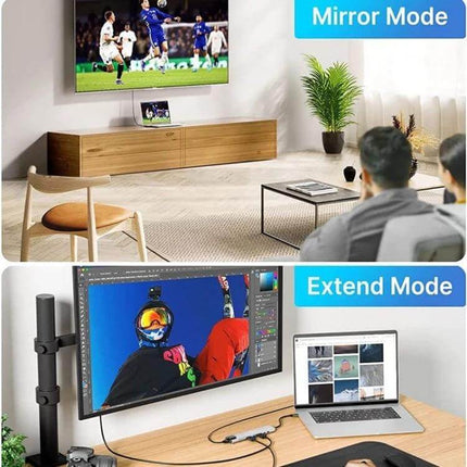 8-in-1 USB-C Multiport Hub for Laptops and Peripherals connecting laptop to external monitor and peripherals for mirror and extend modes