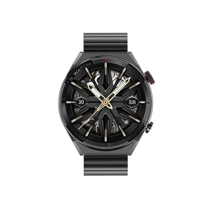 DT3 Mate Smart Watch for Everyday Health Monitoring black metal smartwatch face showing heart rate and date features