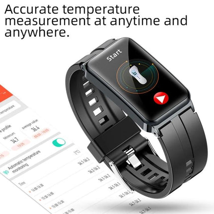 A Smart Watch for Daily Health Tracking in Your Routine showing heart rate, blood oxygen, temperature and sleep tracking on wrist display