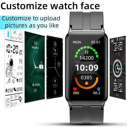 A Smart Watch for Daily Health Tracking in Your Routine showing customizable watch faces, step count, heart rate, sleep and health metrics