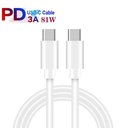 Car USB Charger With 1m Type-C Cable For In Car Use - white PD USB-C 3A 81W cable and dual-port car charger, PD3.0 and QC3.0 fast charging up to 38W