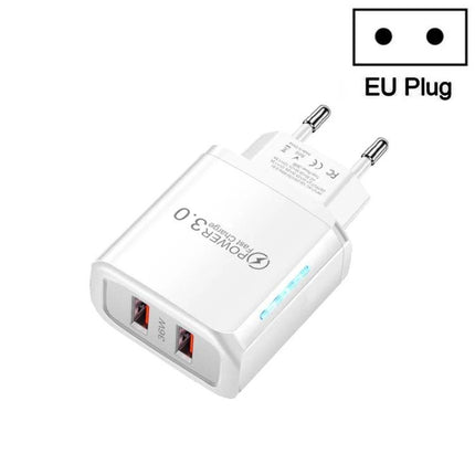 USB Charger for Daily Phone Use at Home or Travel - white dual USB 3.0 EU plug wall charger for phone and tablet