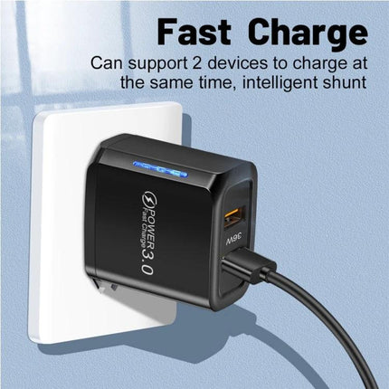 USB Charger for Daily Phone Use at Home or Travel - dual USB 3.0 fast charge wall adapter charging phone and tablet