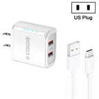 US Plug + USB to Type-C Cable / White