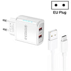 EU Plug + USB to Type-C Cable / White