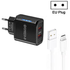 EU Plug + USB to Type-C Cable / Black