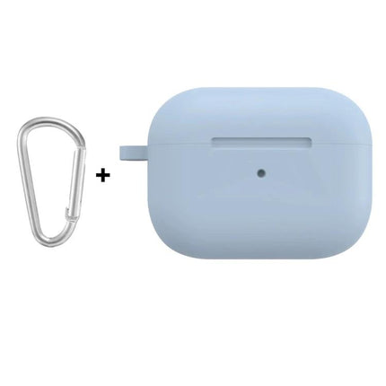ENKAY Silicone Case Safeguards AirPods for Everyday Carry - light blue silicone AirPods case with carabiner for dust and scratch protection