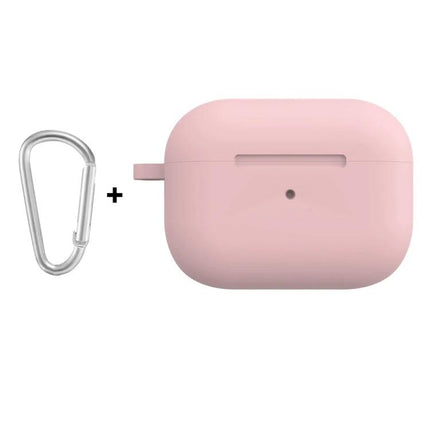 ENKAY Silicone Case Safeguards AirPods for Everyday Carry - pink silicone protective case with carabiner for easy attachment