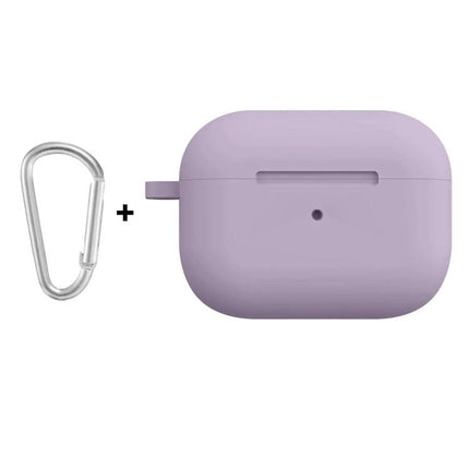 ENKAY Silicone Case Safeguards AirPods for Everyday Carry - lavender silicone protective case with carabiner for easy attachment