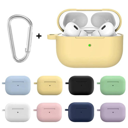 ENKAY Silicone Case Safeguards AirPods for Everyday Carry - pastel yellow silicone AirPods case with carabiner, dust and scratch protection