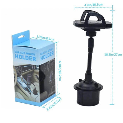Adjustable Car Cup Holder Mount With 360 Degree Rotation securely holds phone in cup holder with adjustable base and 360° swivel for landscape or portrait viewing