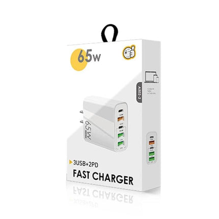 Practical Multi-Port Charger for Everyday Home Device Needs - 65W 3 USB + 2 PD fast charger packaging