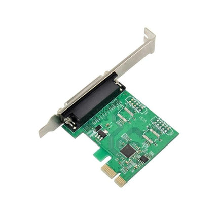 PCI Express Parallel Port Expansion Card for Computer Connections - green PCB with IEEE 1284 parallel connector for legacy printers and scanners