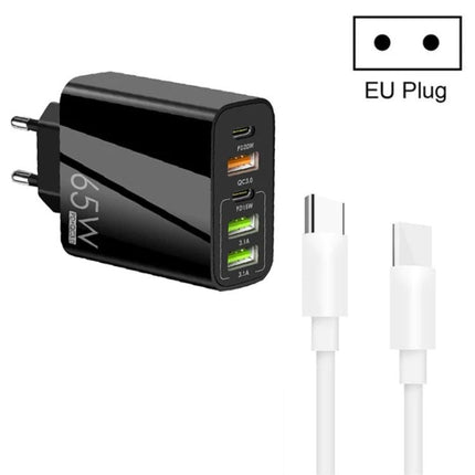 Convenient Multi-Port Charger for Daily Device Needs at Home - 65W EU plug with multiple USB-C/USB-A ports and charging cables
