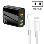 US Plug + Type-C to 8 Pin Cable / Black