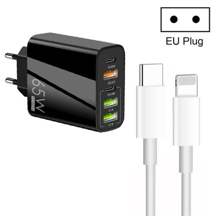 MultiPort Charger for Daily Device Powering at Home - 65W EU plug wall charger with multiple USB-C and USB-A ports for phones, tablets and accessories
