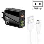 EU Plug + USB to Type-C Cable / Black
