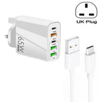 UK Plug + USB to Type-C Cable / White