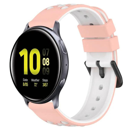 20mm Two-Color Porous Silicone Watch Band For Galaxy 44/42mm